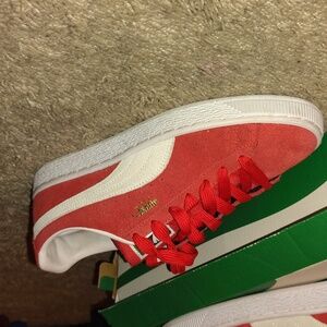 Puma Red and White Classic Suede Sneakers with box